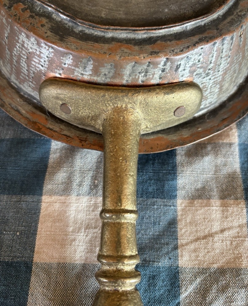 Antique Copper Pan Brass Handle Cottagecore Primitive