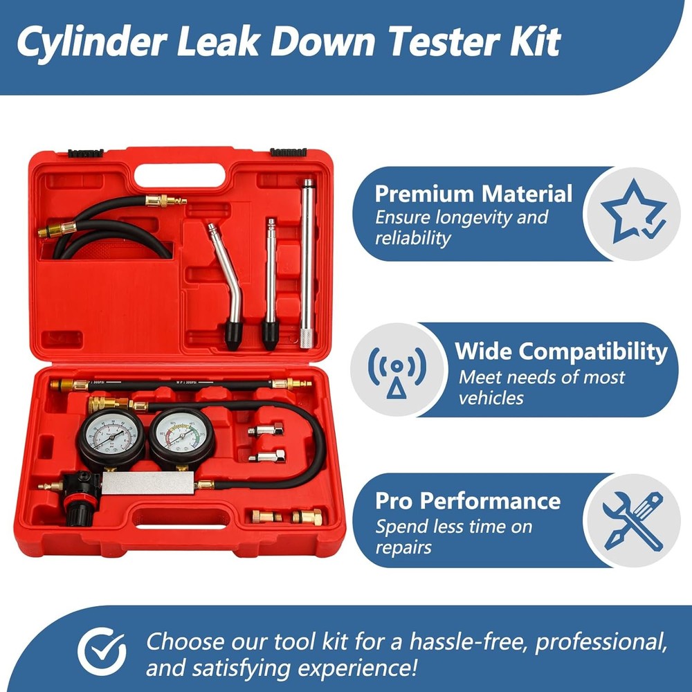 Cylinder Leak Down Tester Petrol Engine Compression Leakage Detector Tool Kit