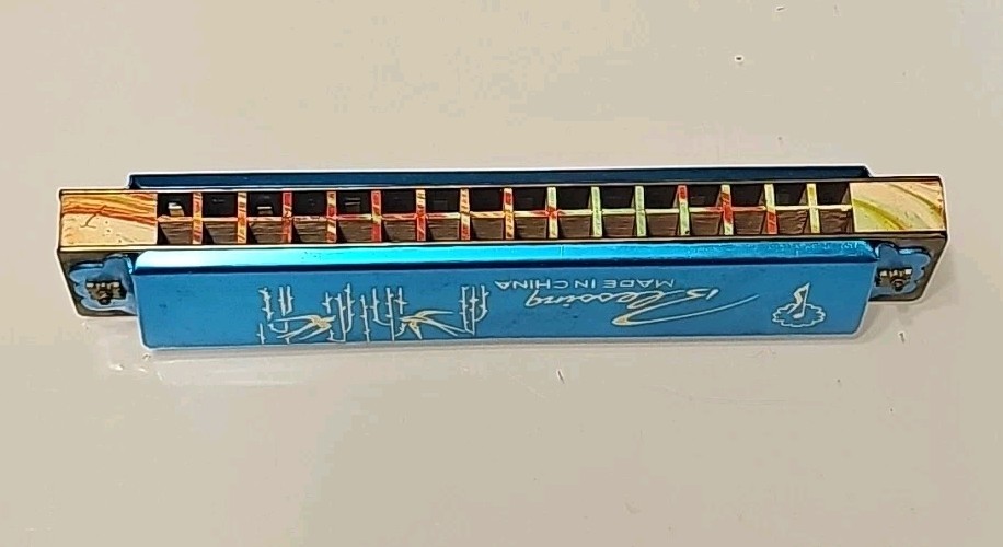 VINTAGE BLESSING WOOD HARMONICA - ORIGINAL BOX - Red