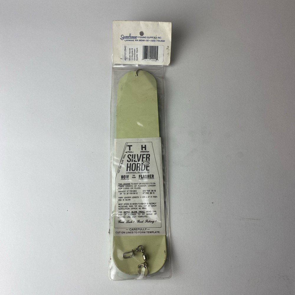 Silver Horde Double B Trolling Flasher Glow Green Spatter Back
