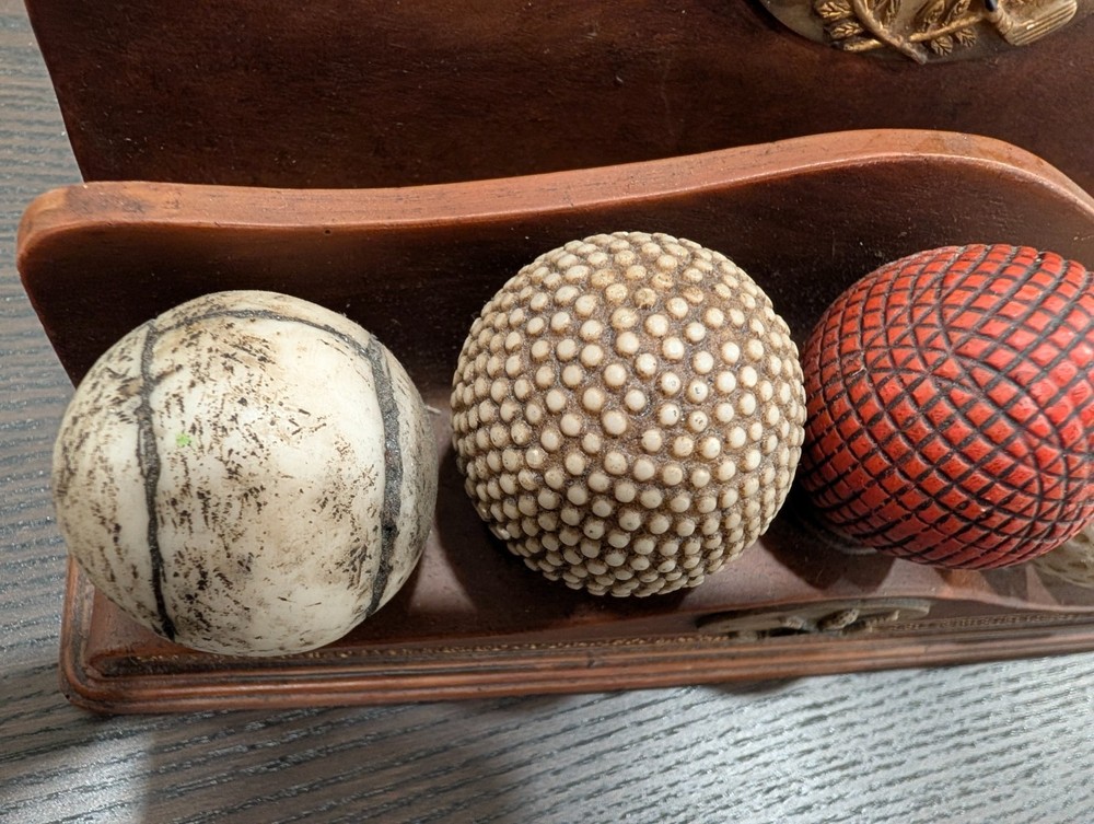 Vintage Golf Ball Evolution Display Set Warwick Feathery Gutta Haskell