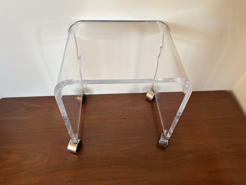 MID CENTURY MODERN WATERFALL LUCITE STOOL BENCH
