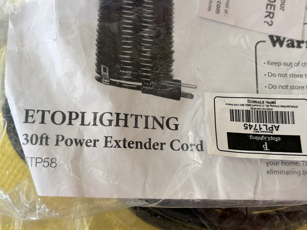 eTopLighting APL1745 30ft Power Extender Cord