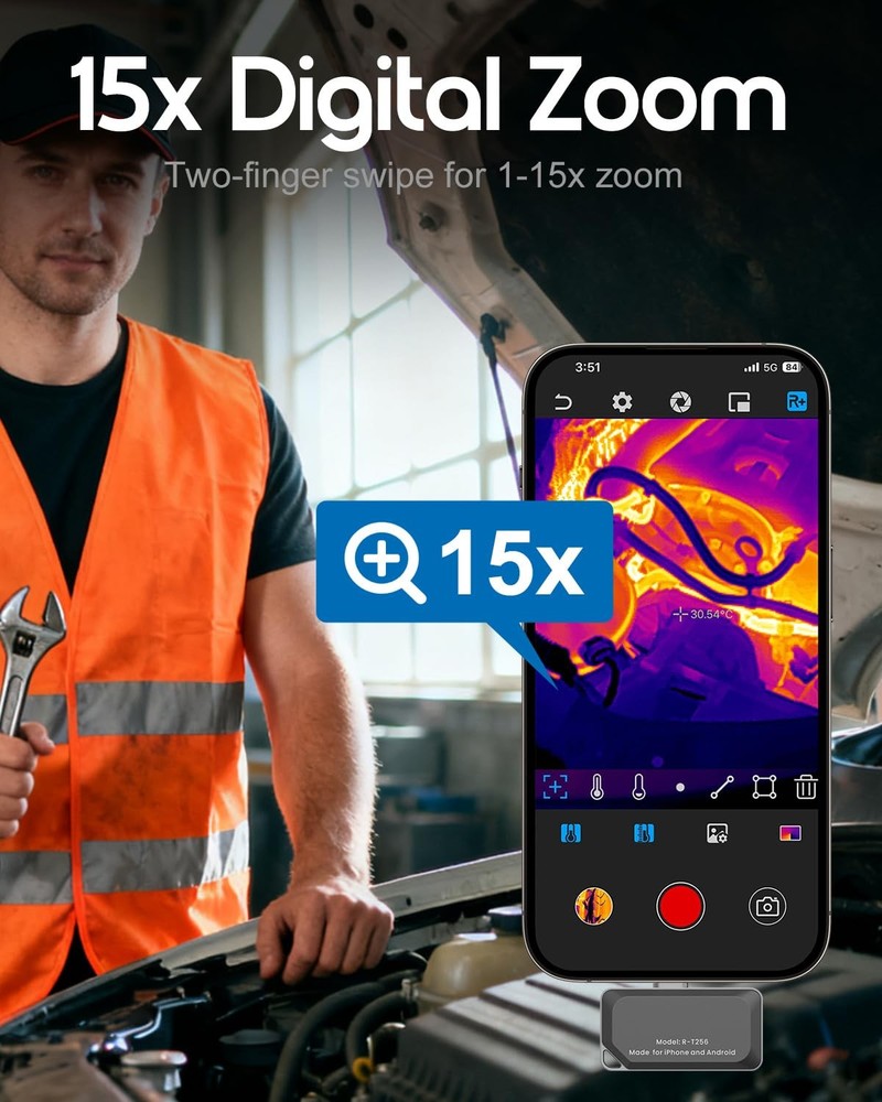 Thermal Camera for iOS and Android, 512×384 Super IR Resolution Thermal Imagi...