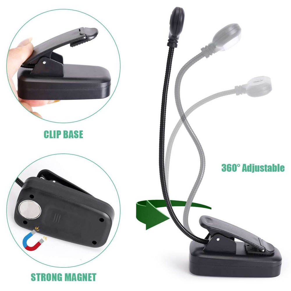 Flexible Rechargeable LED Book Light With 3 Light Modes Easy Clip Reading Lamp