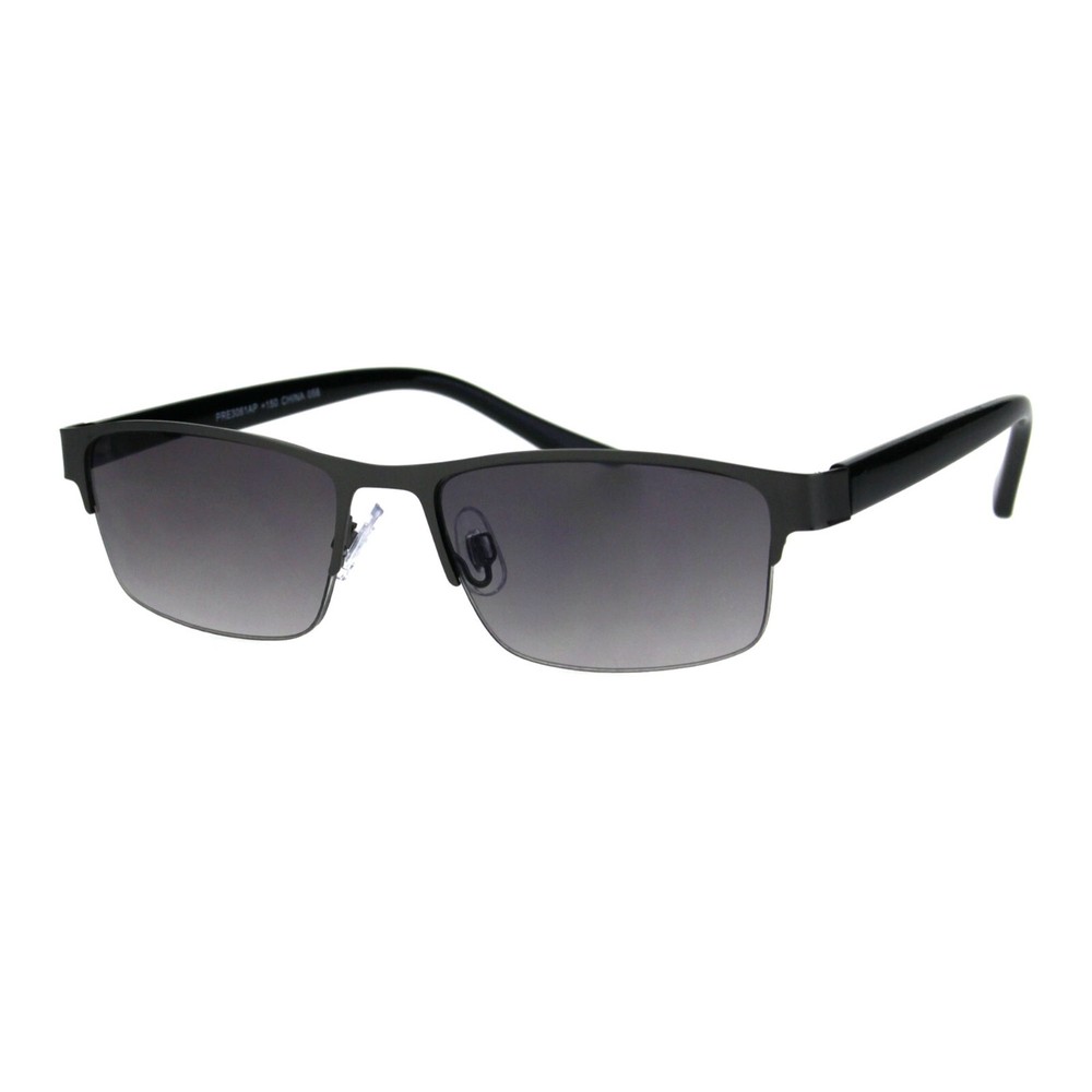 Multi Focus Progressive Reading Sunglasses 3 Powers in 1 Half Rim Rectangle