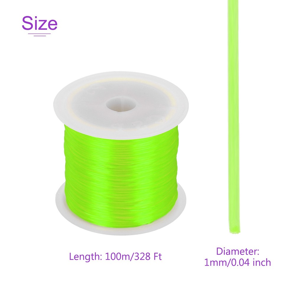 2 Rolls Elastic String for Bracelets, 1mm Stretch Fluorescent Green, 100m