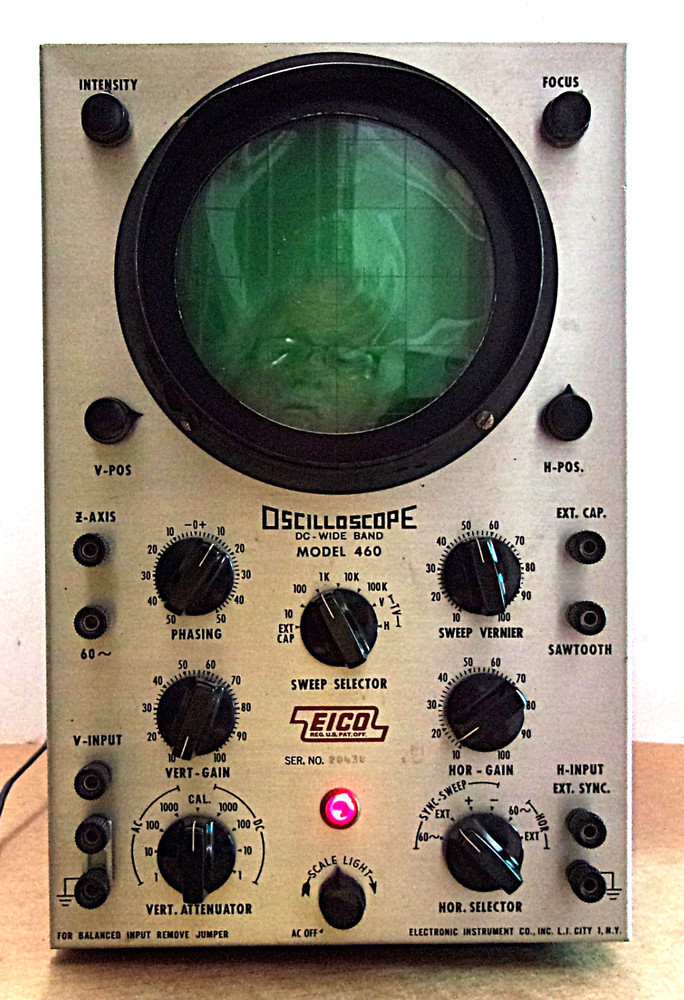 Vintage Eico 460 Oscilloscope Tested, Powers on, Needs V-Pos Control switch