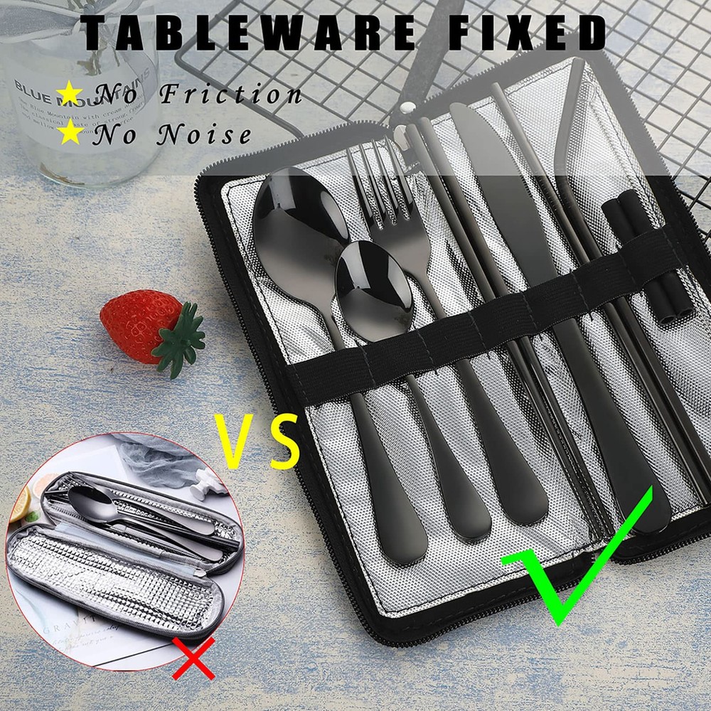 Portable Travel Utensils, Reusable Silverware with Case for Fixing Tableware,...
