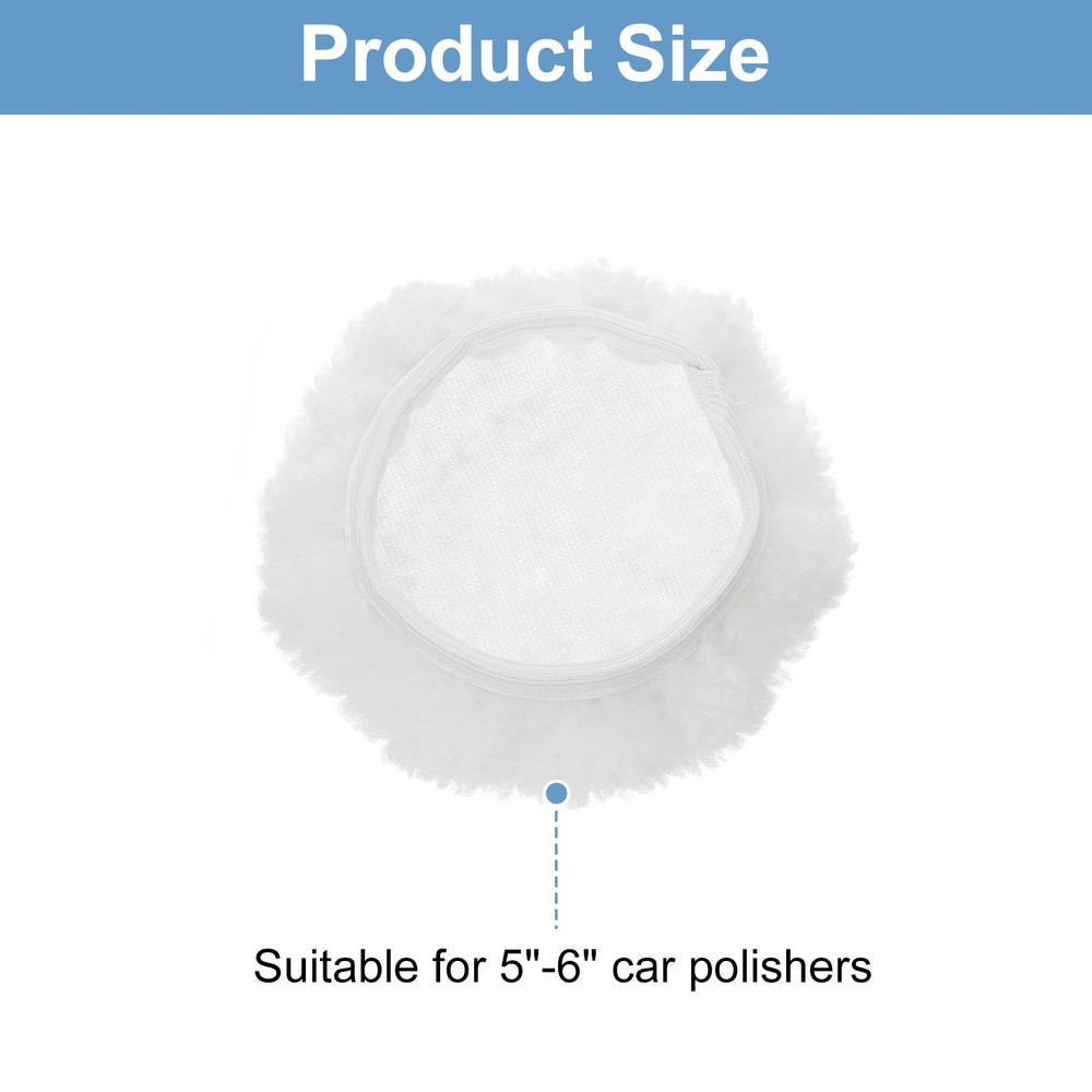 5"-6" Car Polisher Bonnet Buffing Pad Lamb's Wool, White