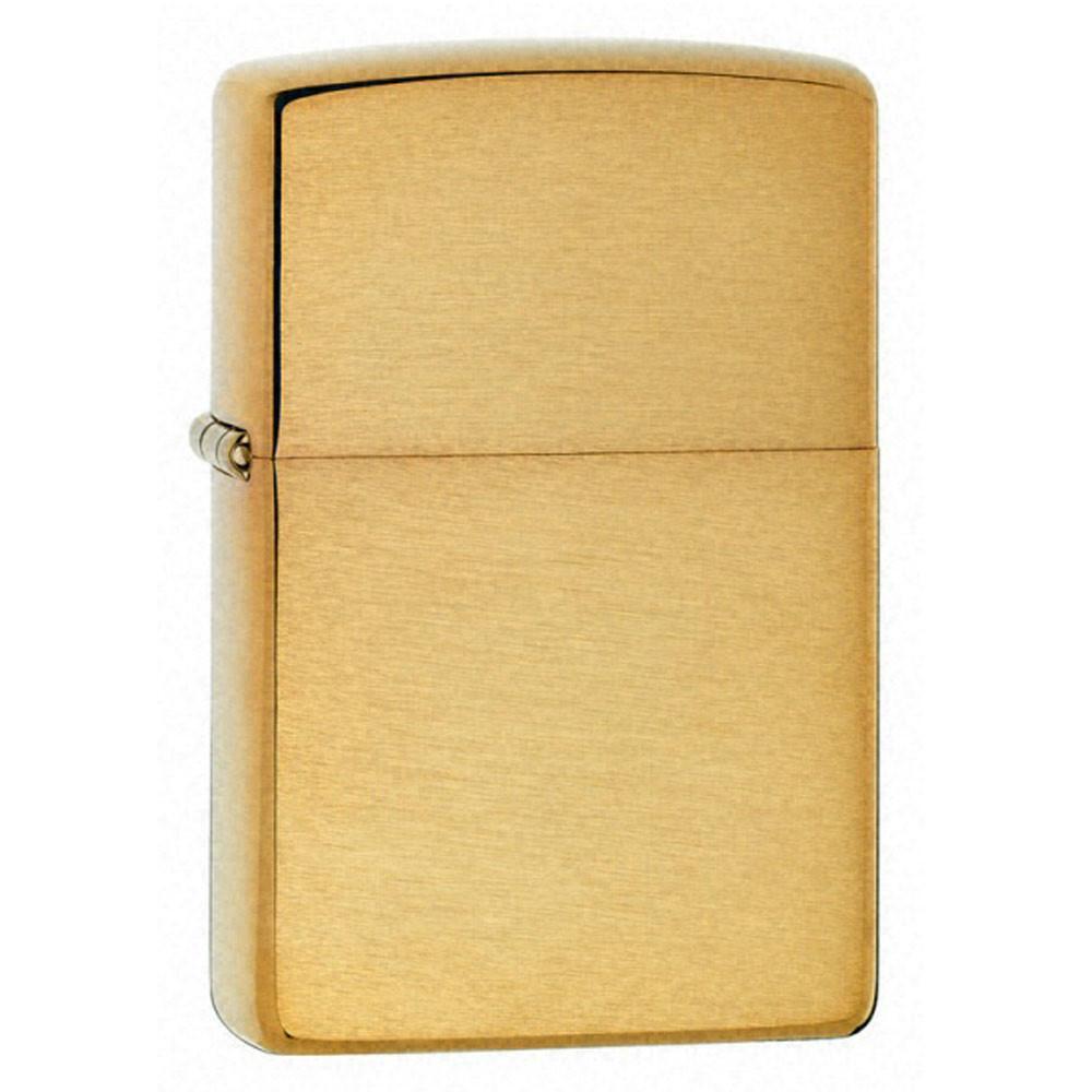 Zippo 204B Classic Brushed Brass Plated Plain Body Windproof Pocket Lighter