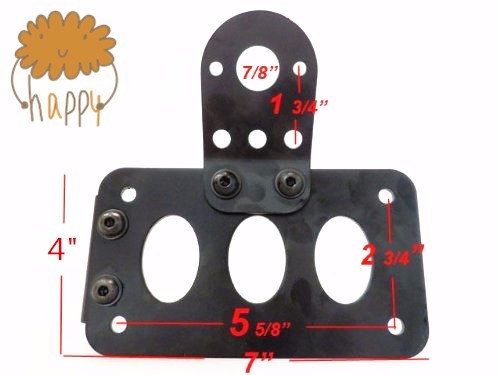 Black Horizontal Vertical Side Mount License Plate Bracket Taillight For Harley