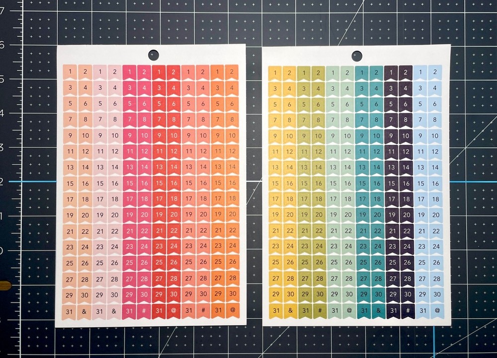 Planner Stickers - Numbers - Dates for 12 Months - 2 Sheets