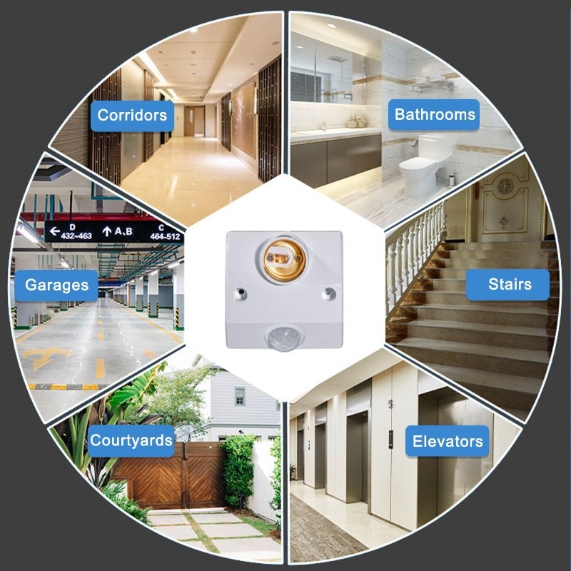 PIR Motion Sensor Light Socket for E26 E27 Bulb, Laundry Room(10PACK)