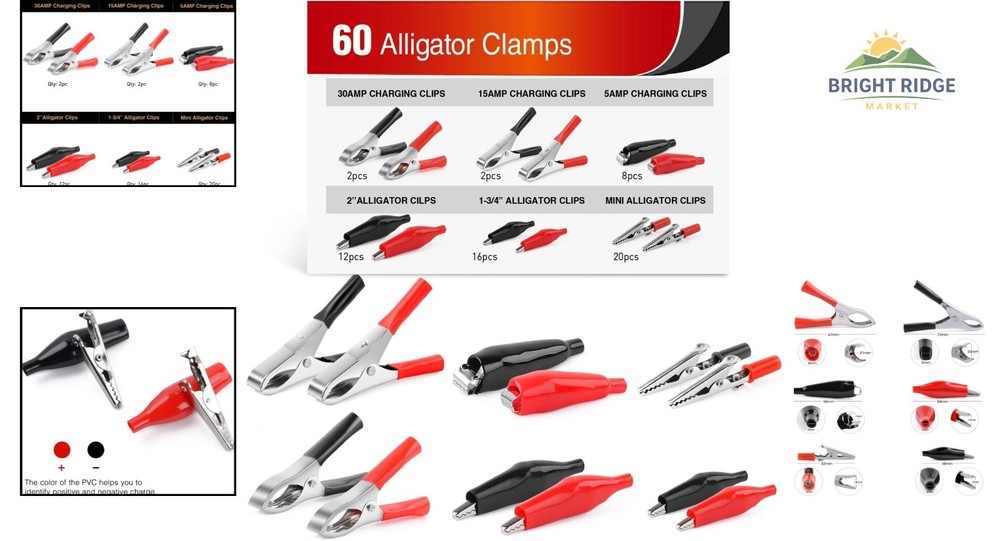 Versatile 60-Piece Alligator Clip Set for Battery and Electrical Applications