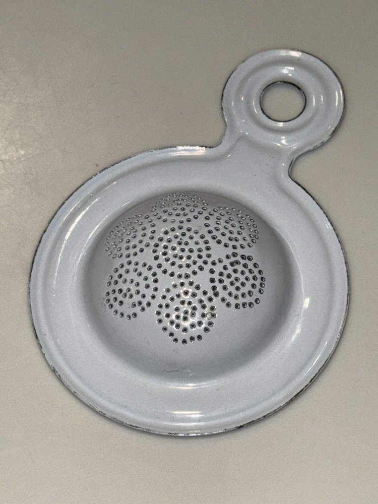Vintage White Enamel Ware Enamaleware Tea Strainer EUC