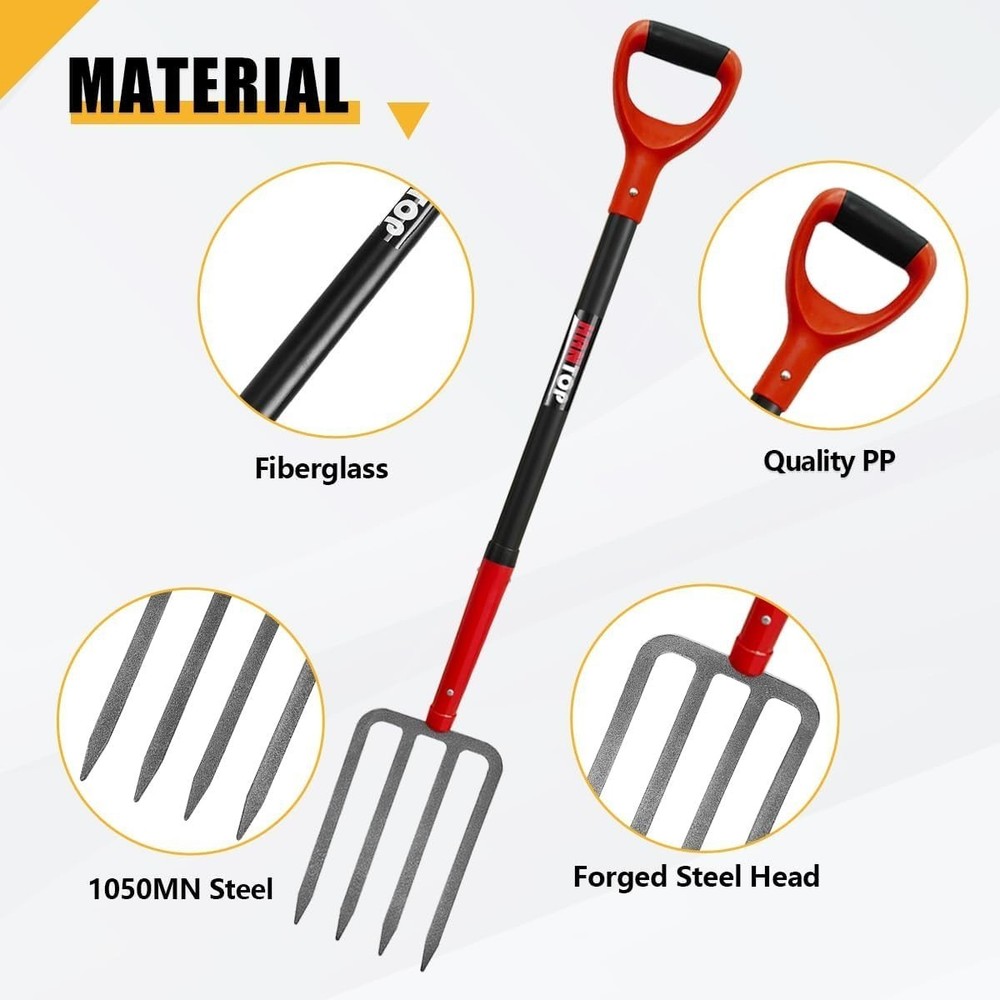 4-Tine Pitch Fork Garden Digging Fork Spading Fork Heavy Duty Pitchfork