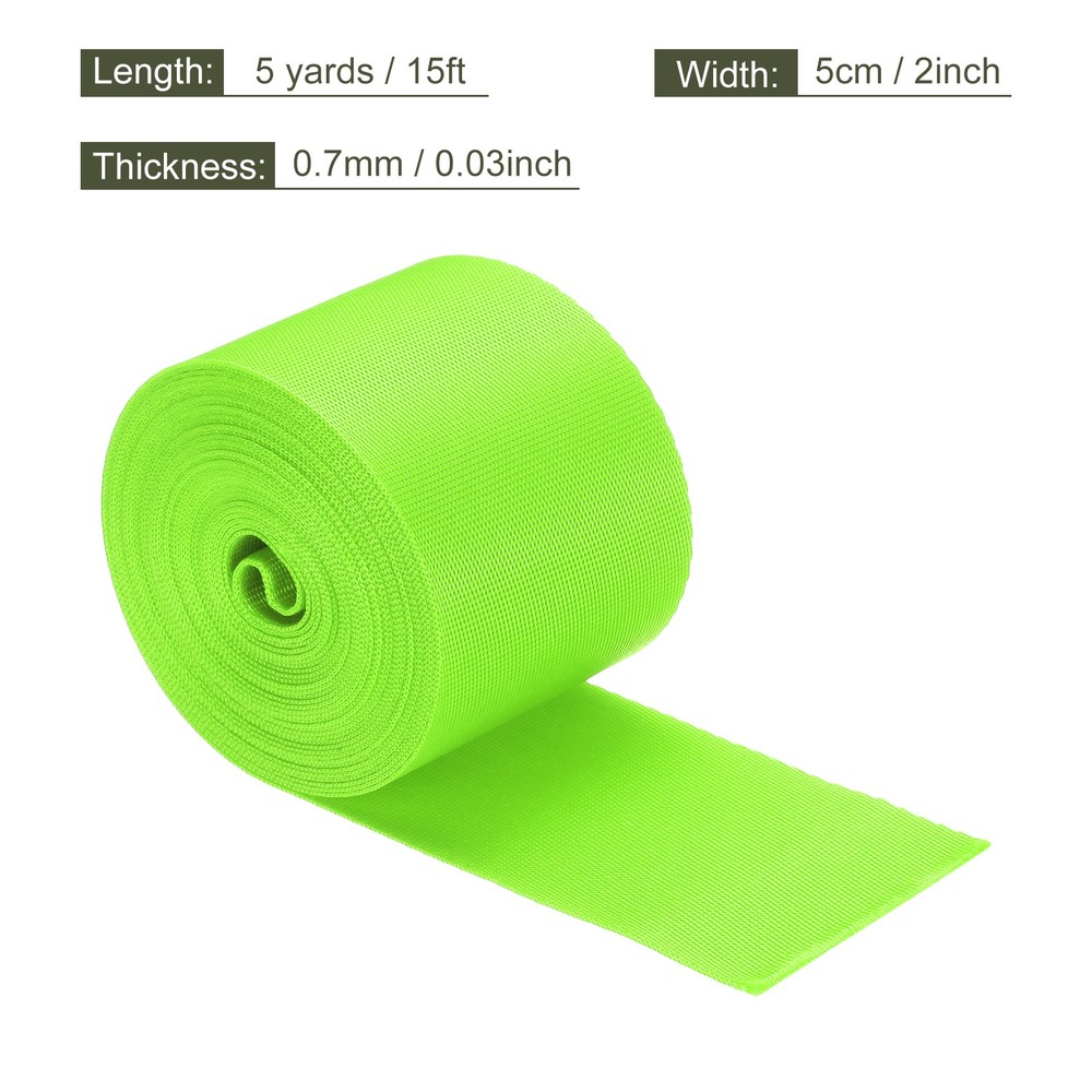 Flat Nylon Webbing Strap 2 Inch 5 Yards Fluorescent Green for Backpack