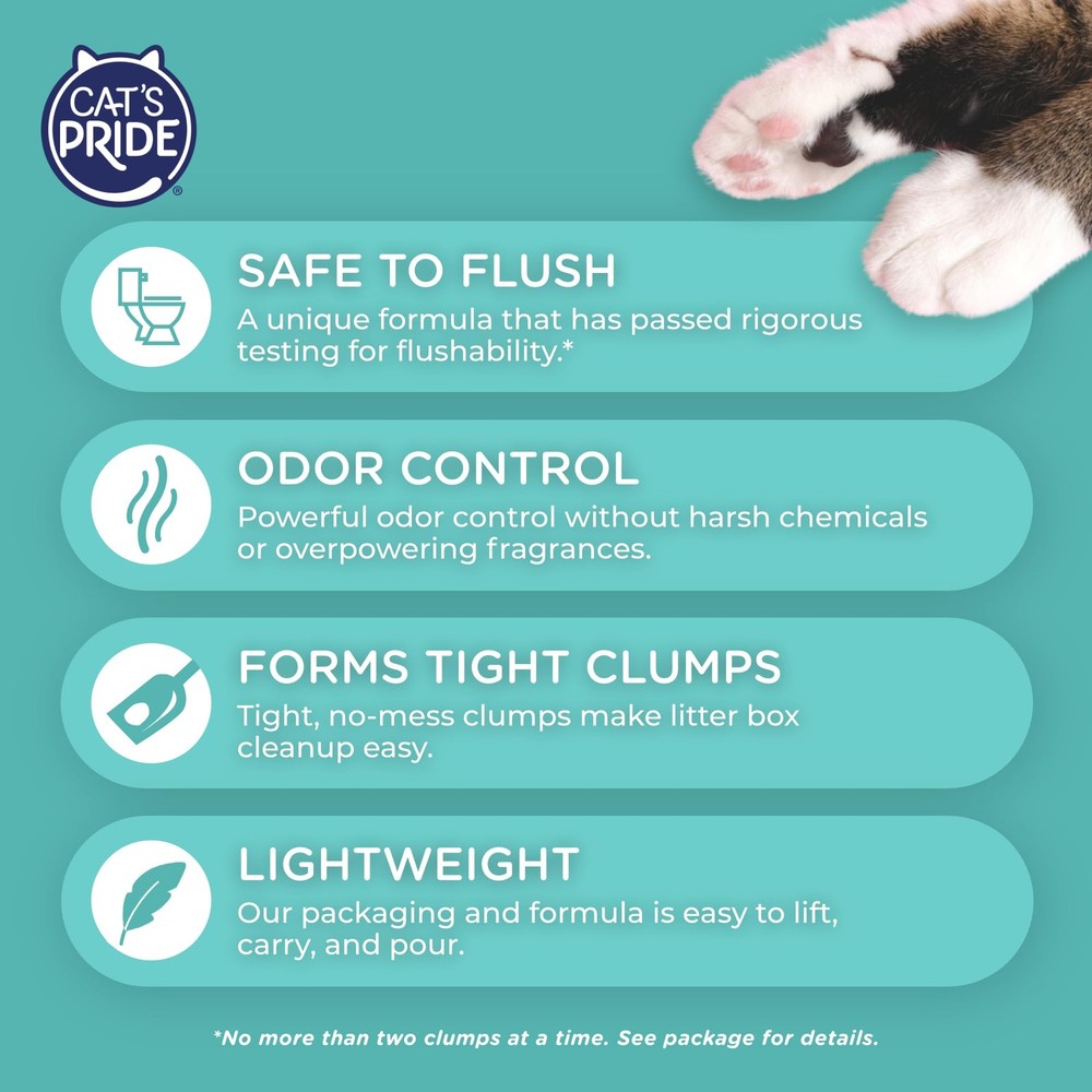 Lightweight Clumping Litter Flushable - Powerful Odor Control - Scented 10 Po...