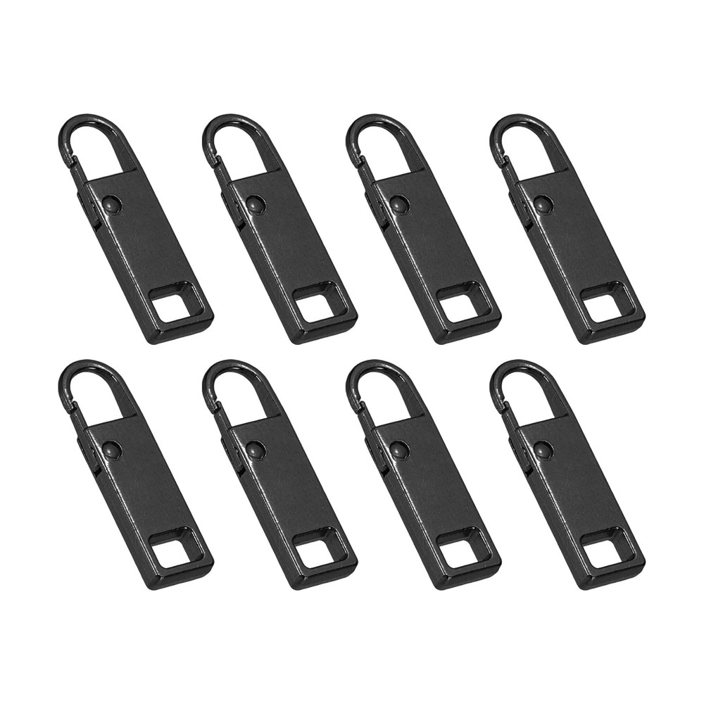 8Pcs Zipper Pull Replacement, Zinc Alloy Zipper Pull Tabs Fixer Zippers, Black