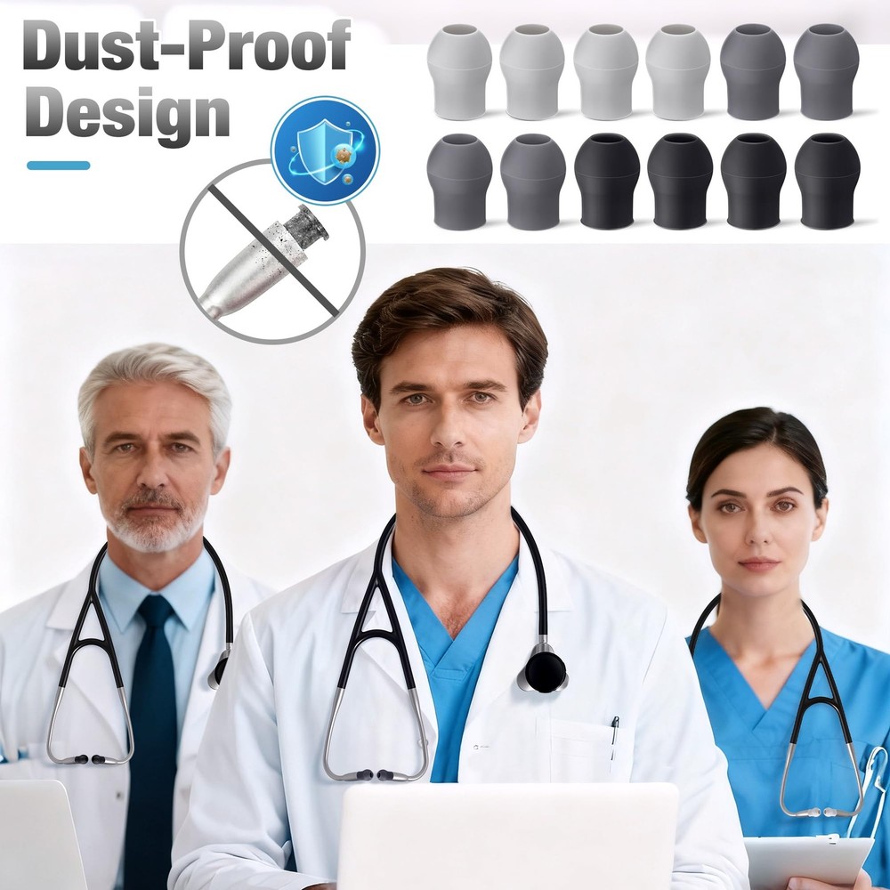 Avenuebool 12 Pcs Digital Stethoscope Silicon Black, Dark Grey, Light Grey