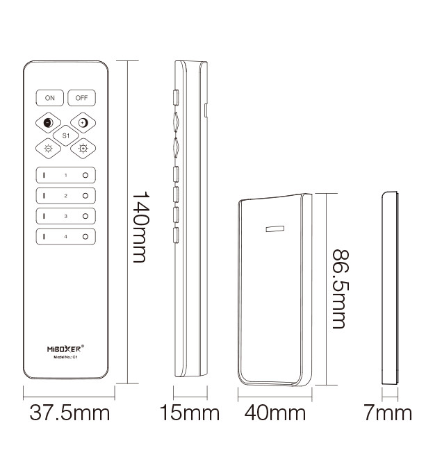 Miboxer 4-Zone Color Temperature Remote (CCT Black Remote)