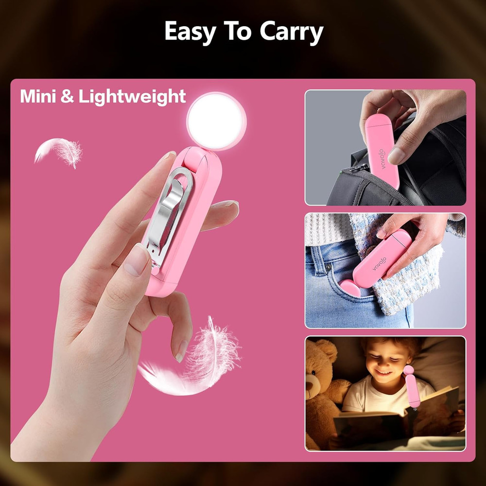 USB Rechargeable Blue Light Blocking Amber Clip on Bookmark Shaped Reading Light