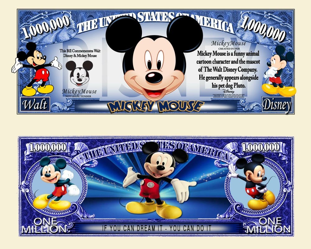 MICKEY MOUSE MILLION DOLLAR BILL (25 Bills)