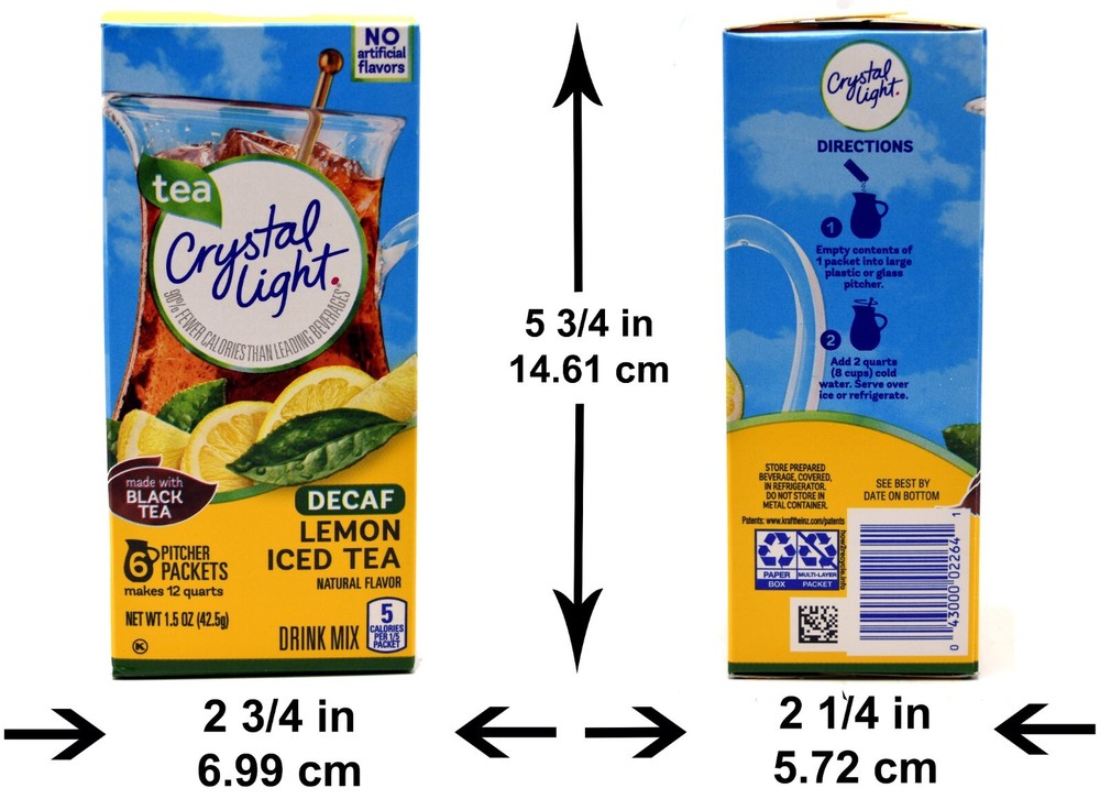 8 12-Quart Boxes Crystal Light Decaf Lemon Iced Tea Drink Mix