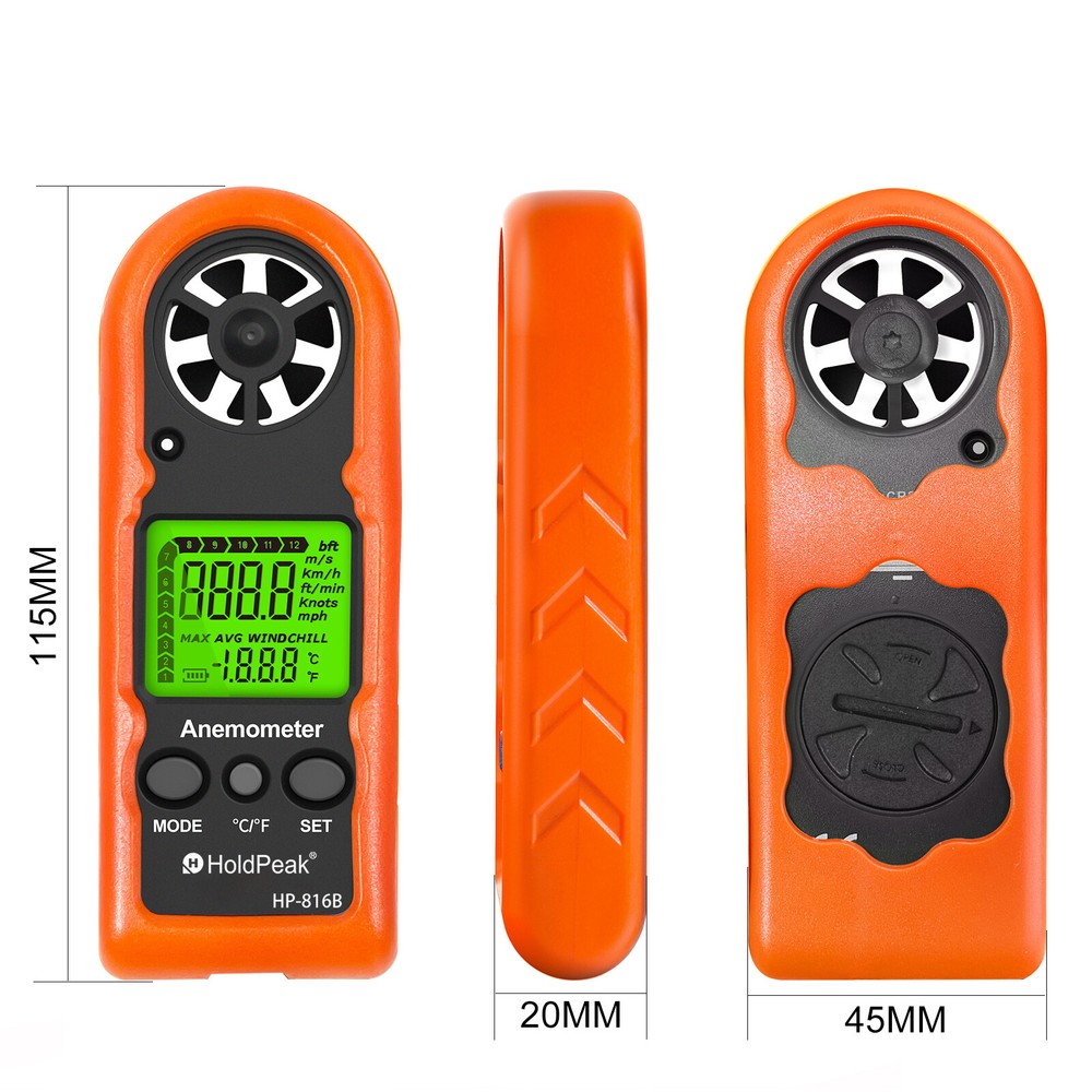 Digital LCD Air Wind Speed Anemometer with Moisture Meter Detector Testing Set