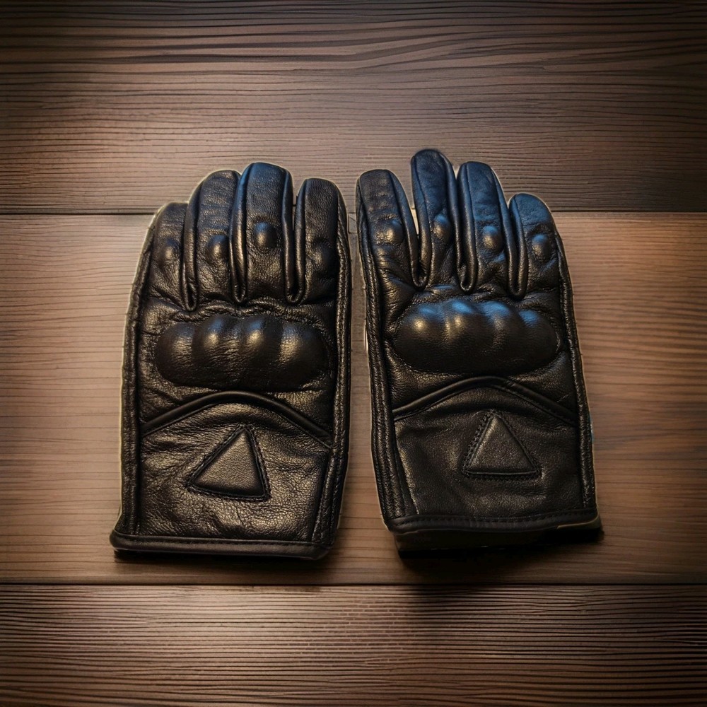 New Damascus Protective Gear All Leather Gloves Knuckle Protectors Large Black