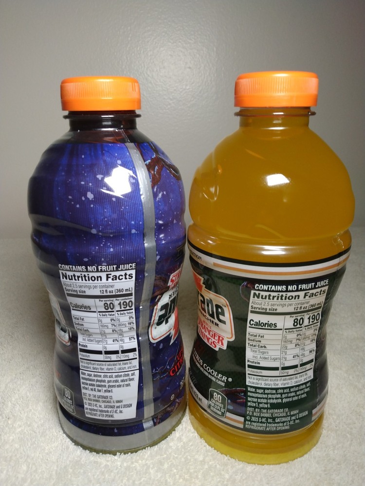 2 Gatorade Upside Down Citrus Cooler 28oz Bottle Stranger Things Lucas Sinclair