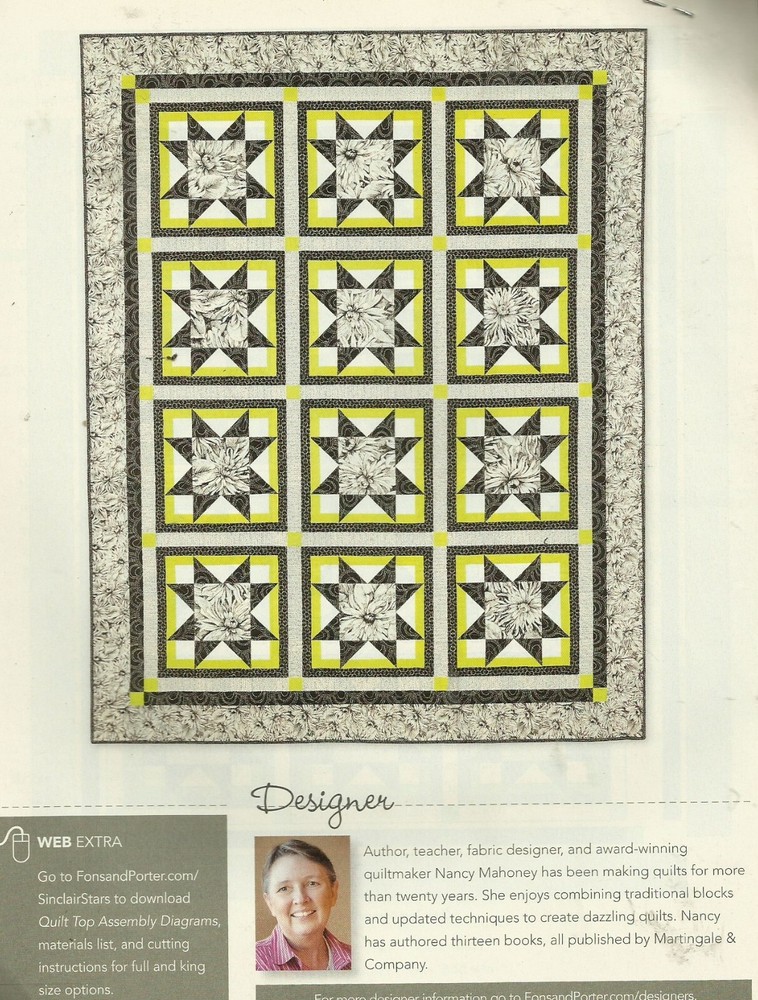 B0392 SINCLAIR STARS QUILT PATTERN/INSTRUCTIONS