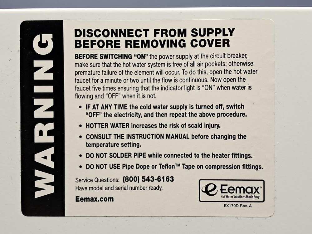 Eemax - EX1800T3 - 3-Phase 5 GPM 18 kW, 208V Point of Use Tankless Water Heater