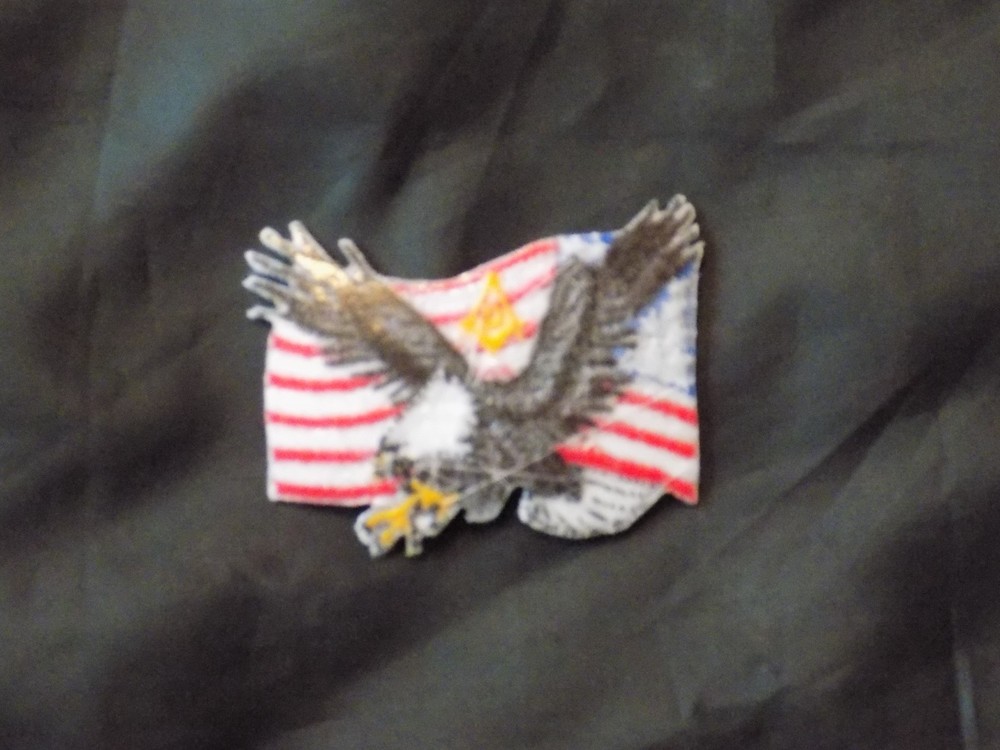 Patriotic Eagle Patch Square Compass Flag Iron Sew Freemason Fraternity NEW!