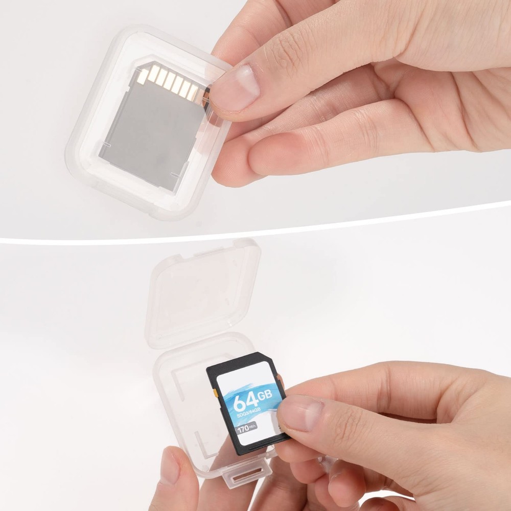 10 Pack Plastic Memory Card Case Storage Boxes Compatible with SD SDHC SDXC