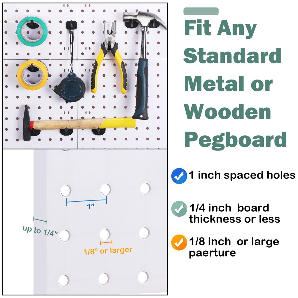 84 Pcs Pegboard Hooks Set for 1/4 Boards - Craft, Tool, Kitchen Organizer