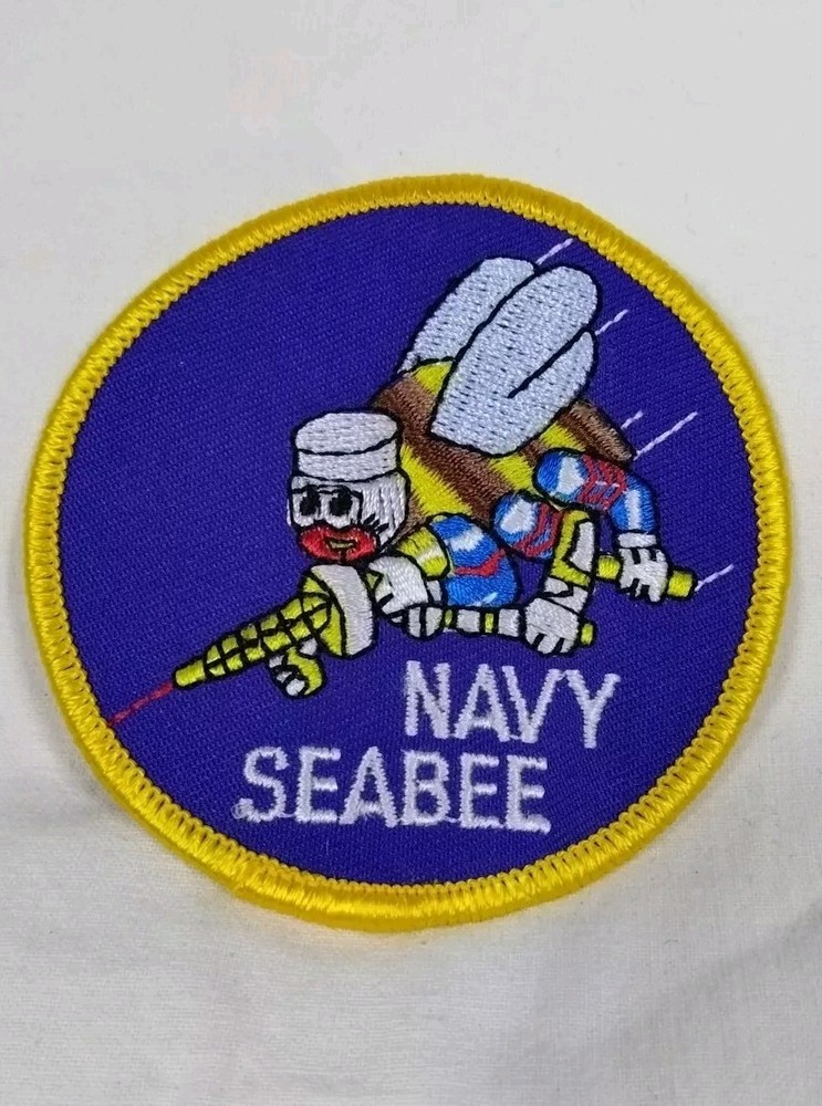 US Navy Seabees Embroidered Patch Naval Construction Battalion Bumblebee Weapon