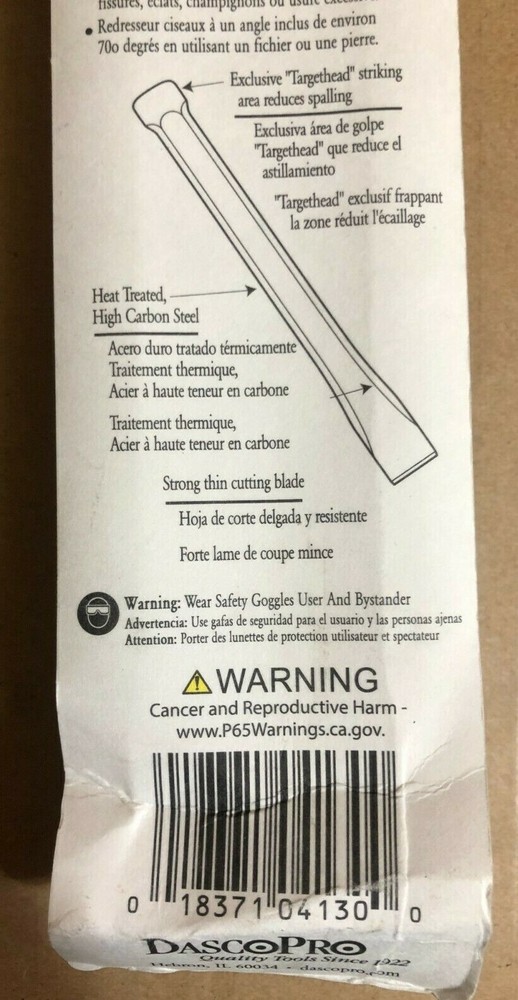 Dasco Pro 413-0 Cold Chisel, 7/8-Inch *