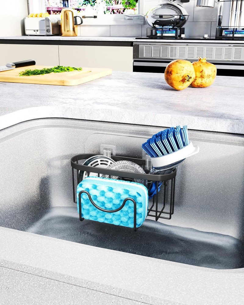 HapiRm Multifunctional Sponge Holder with Unique M-Shaped, 2 Installation Method