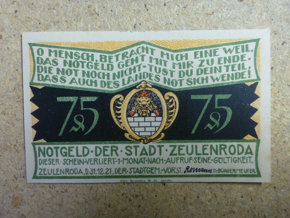 Vintage 75pf German Bank Note 5