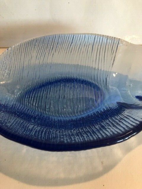 Blue Glass Conch Seashell Dish