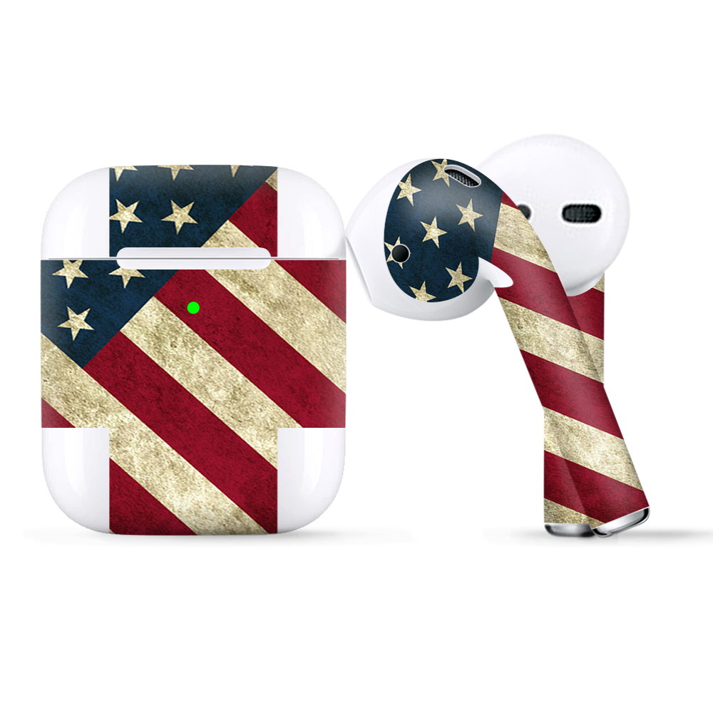 Skins Wraps compatible for Apple Airpods Merica Flag Pattern