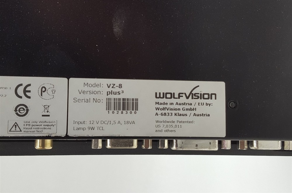 WolfVision VZ-8 Plus3 Document Visualizer Camera Desktop Presenter DVI VGA