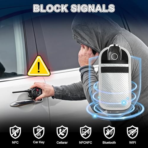 2 Pack Faraday Bag for Car Keys, Key Fob Protector Shielding Medium Silver