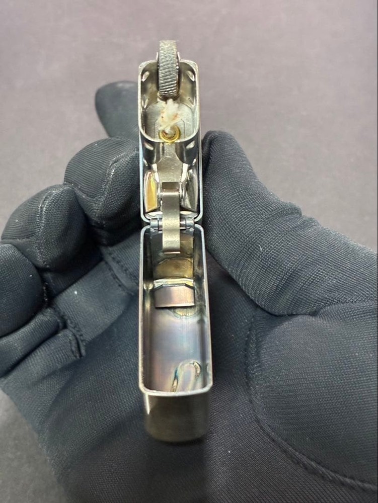 Zippo Silver Etching Engraved One Sided Processing Lighter Regular Japan