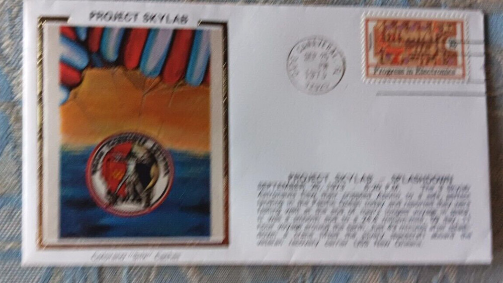 SPACE  SKYLAB  SPLASHDOWN  9-25-1973 COLORANO SILK CACHET COVER