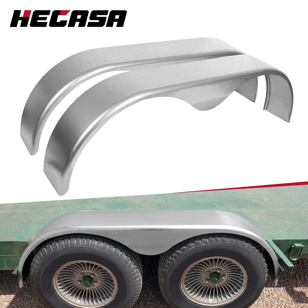 (2) 13" 14" 15" Tandem Double Axle Steel Trailer Fender Cargo w/ Tear Drop Steel