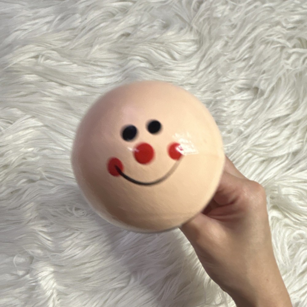 Wood Maraca Bee Stripe & Smiling Face Design