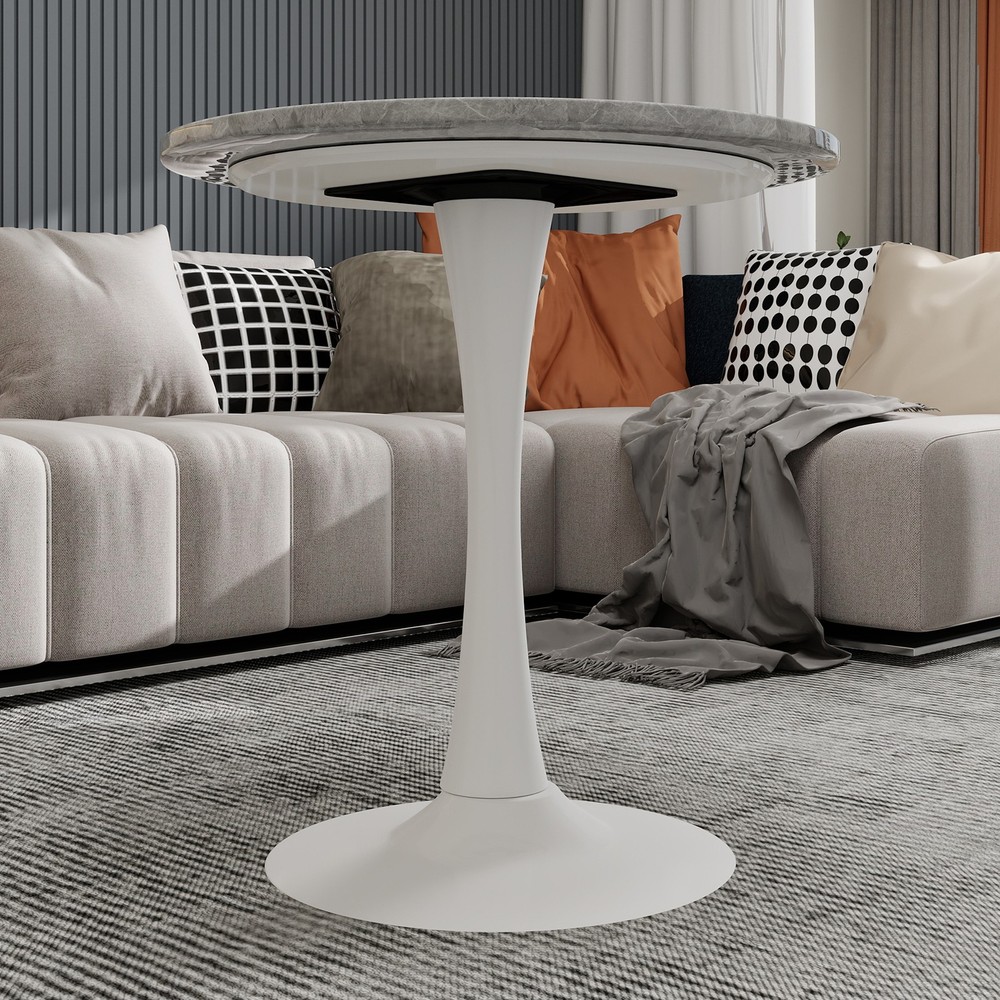 27.6-inch white coffee table, mid-century modern style dining table, suitable